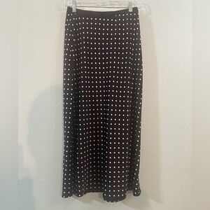 Polo Ralph Lauren Black White Polka Dot Midi Skirt Size 4